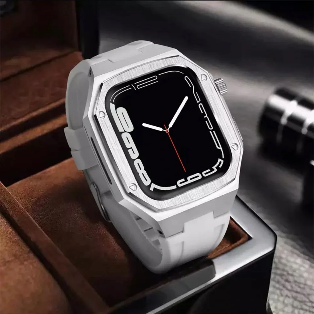 Stainless Steel Band & Case Royal Oak Mod For Apple Watch 44mm.